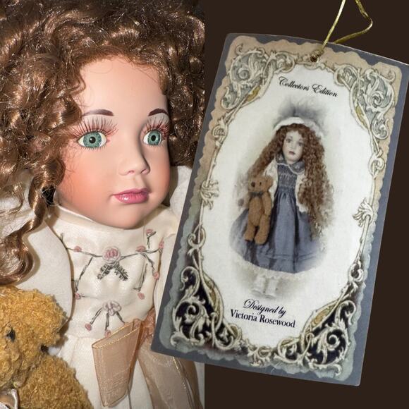 Victoria Rosewood “Teddy & Me” Porcelain Doll – Vintage 90s Collector’s Edition - Picture 1 of 9